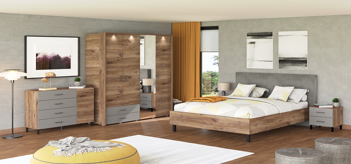 Sypialnia Nubia Dąb Masztowy/Szary